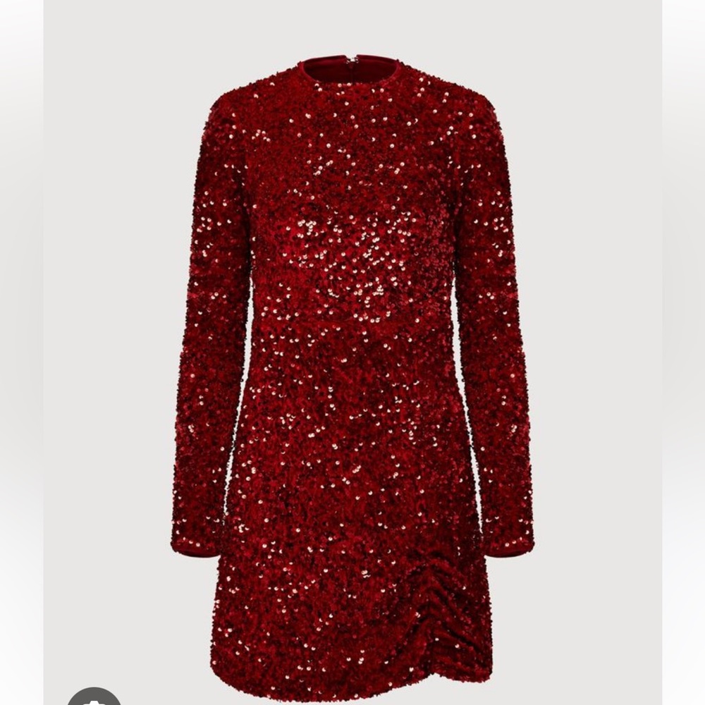 COPY - Brand New Rachel Parcell- Sequin Ruched mini red dress